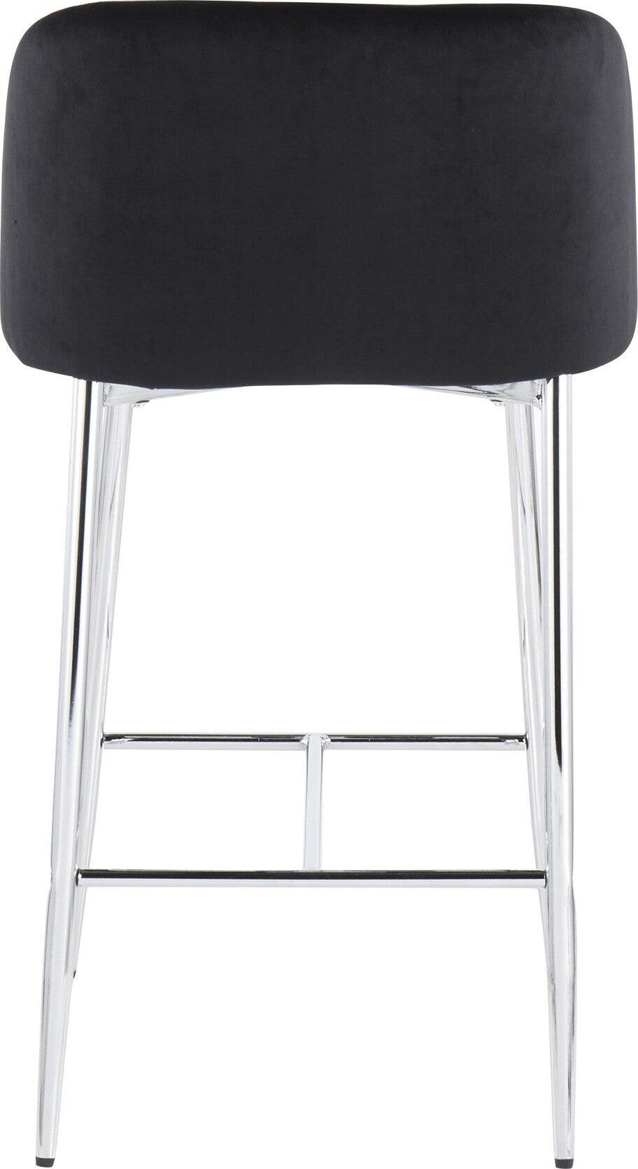 Lumisource Barstools - Fran Counter Stool (Set of 2) Chrome & Black Velvet
