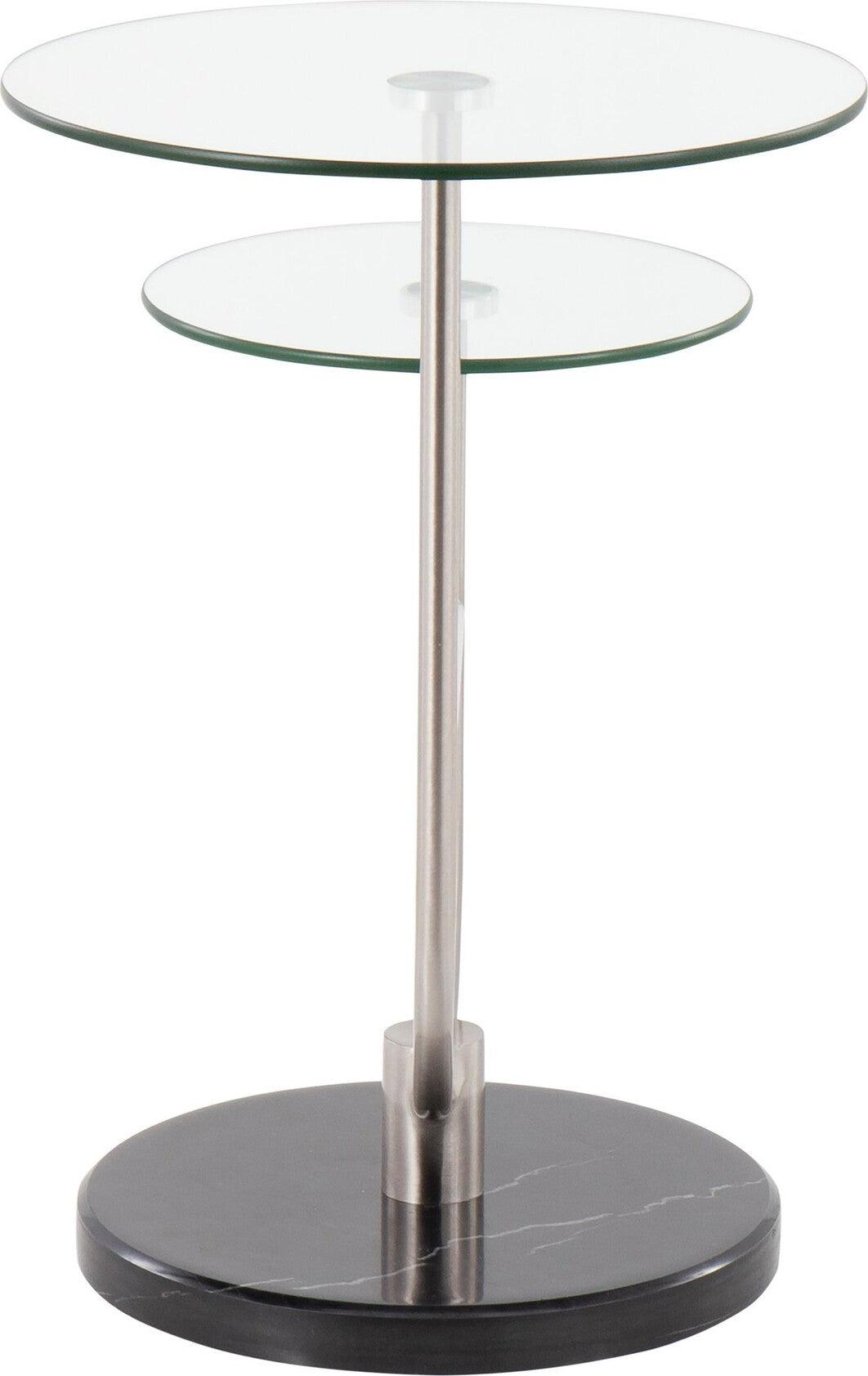 Lumisource Side & End Tables - Trombone Side Table Black Marble & Nickel