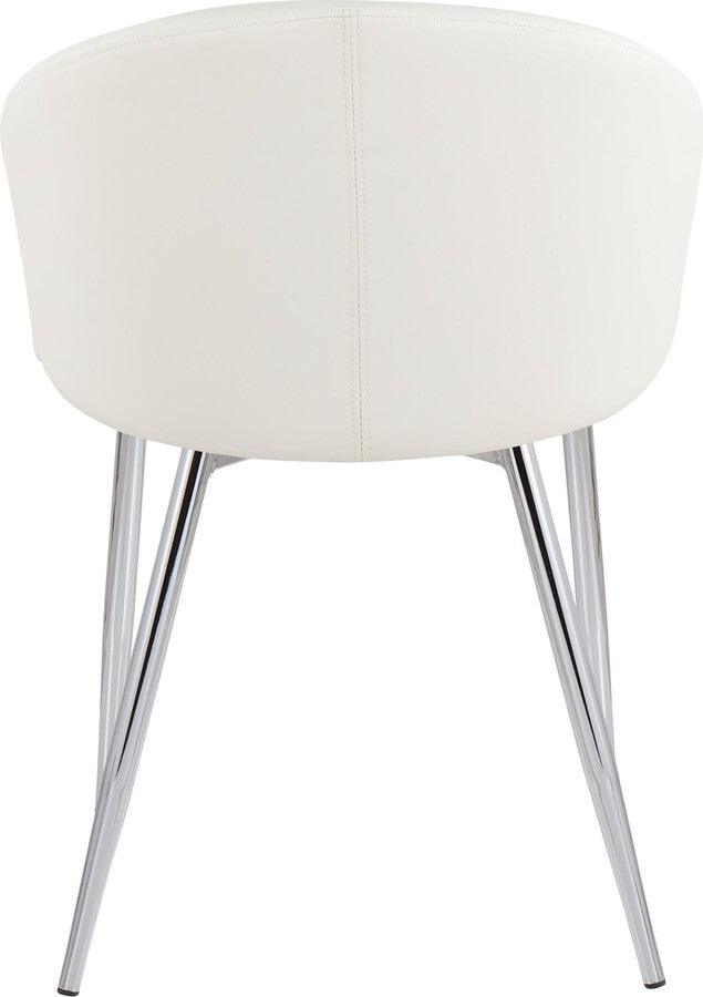 Lumisource Accent Chairs - Claire Contemporary/Glam Chair In Chrome & White Faux Leather (Set of 2)