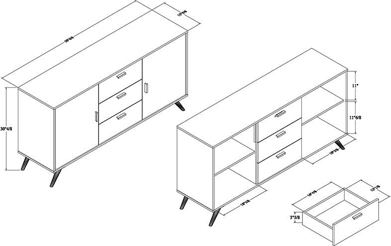 Wholesale Interiors Buffets & Sideboards - Kelson Dark Grey and Gold Finished Wood 2-Door Sideboard Buffet