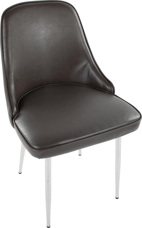 Lumisource Dining Chairs - Marcel Contemporary Dining Chair With Chrome Frame & Grey Faux Leather (Set of 2)