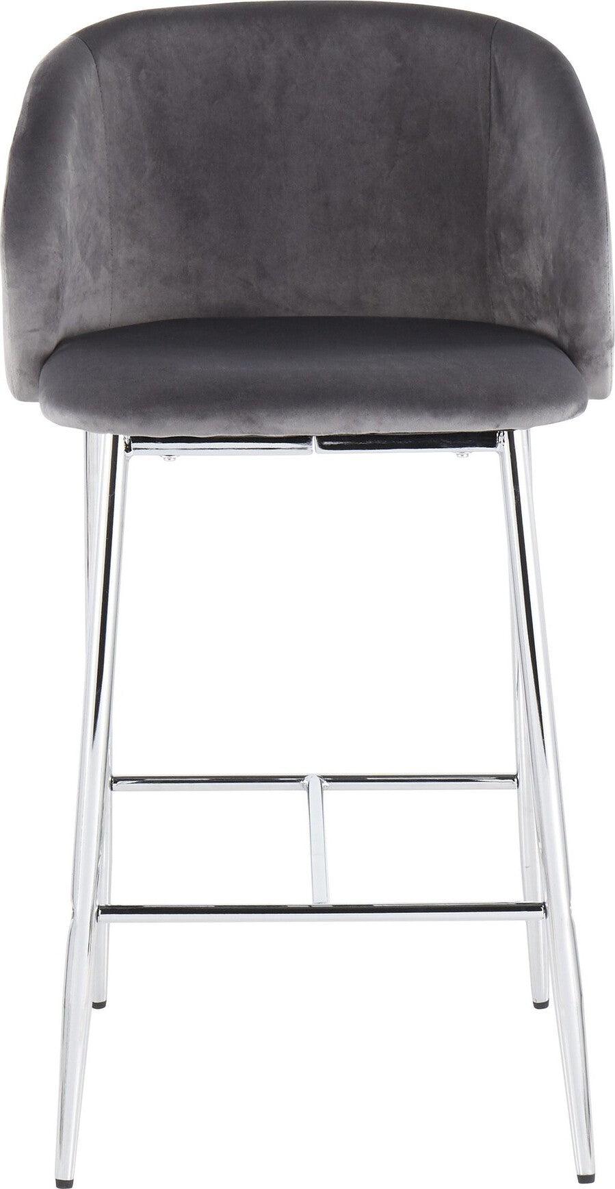 Lumisource Barstools - Fran Counter Stool Chrome & Gray (Set of 2)