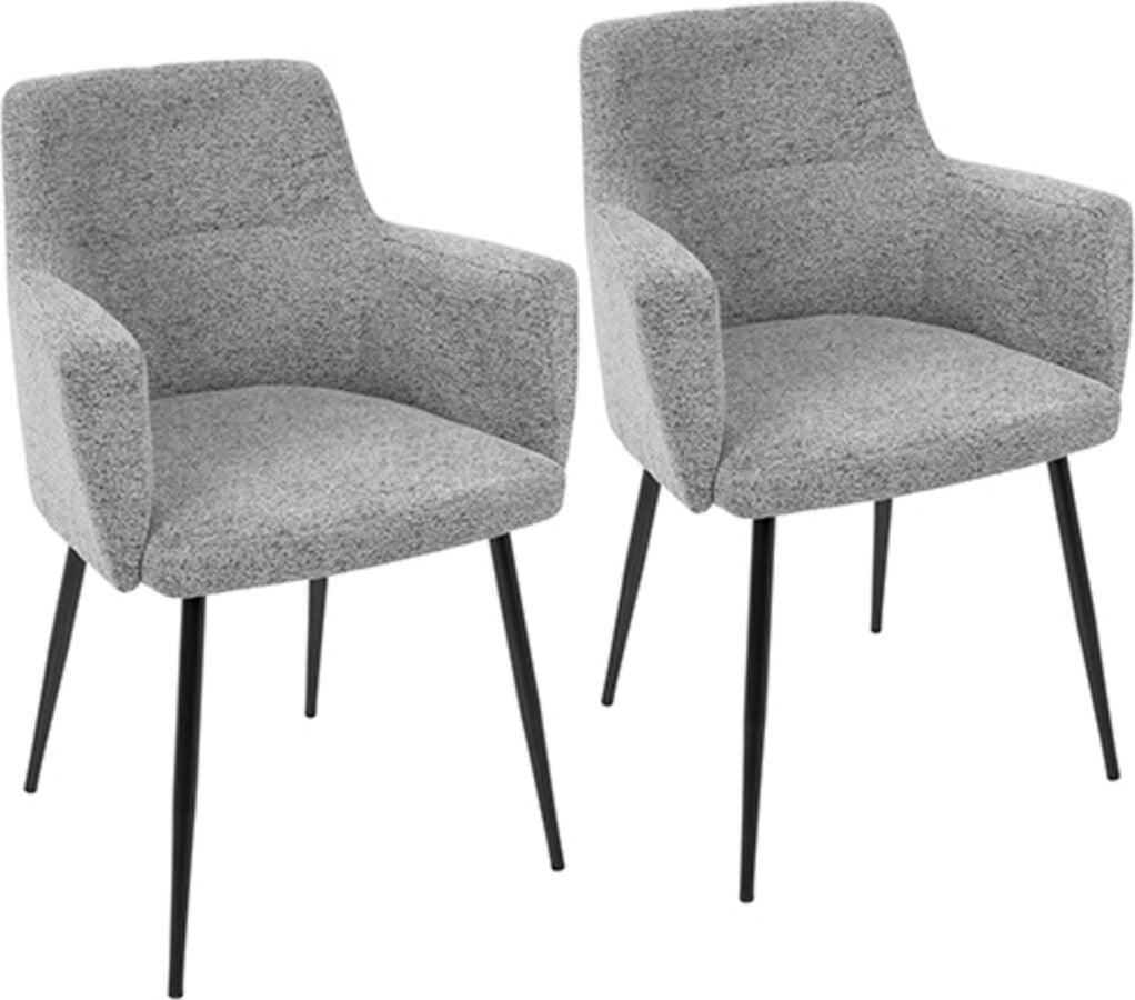 Lumisource Dining Chairs - Andrew Contemporary Dining/Accent Chair in Black with Grey Fabric - Set of 2