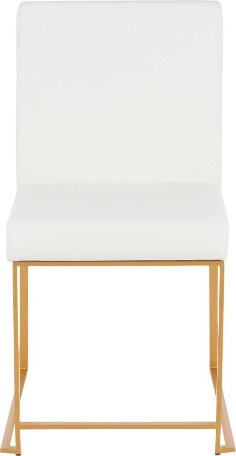 Lumisource Dining Chairs - High Back Fuji Contemporary Dining Chair in Gold and White Faux Leather - Set of 2