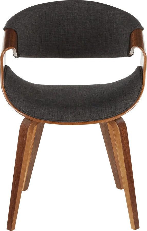 Lumisource Dining Chairs - Curvo Mid-Century Modern Dining/Accent Chair in Walnut and Charcoal Fabric