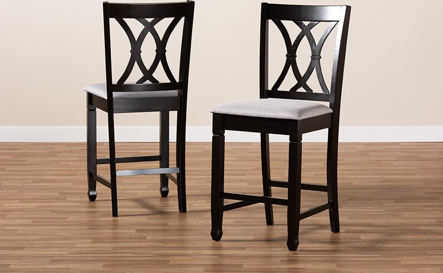 Wholesale Interiors Barstools - Reneau Gray Fabric Upholstered Espresso Brown Finished Wood Counter Height Pub Chair Set Of 2