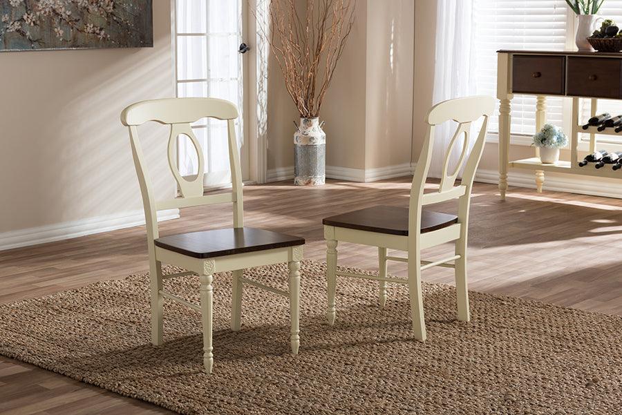 Wholesale Interiors Dining Chairs - Napoleon French Country Cottage Dining Chair Cherry Brown & Cream (Set of 2)