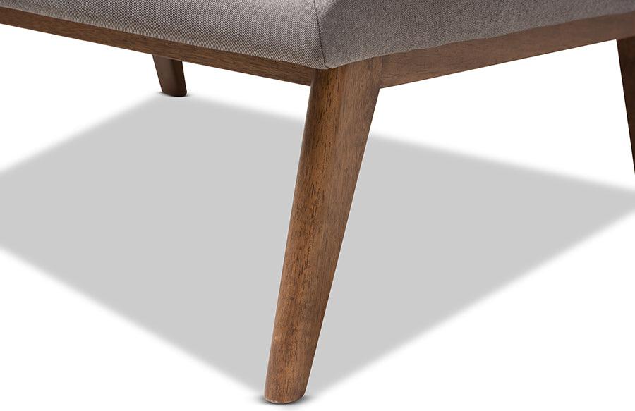 Wholesale Interiors Accent Chairs - Annetha Mid-Century Modern Grey Fabric Upholstered Walnut Finished Wood Lounge Chair