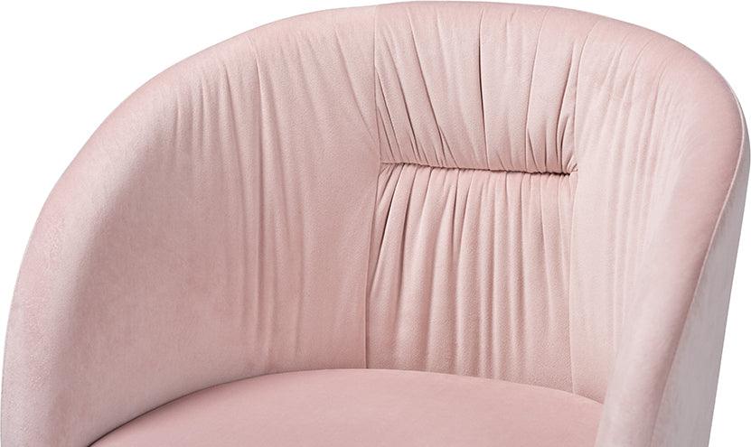 Wholesale Interiors Task Chairs - Ravenna Glam and Luxe Blush Pink Velvet Fabric and Gold Metal Swivel Office Chair