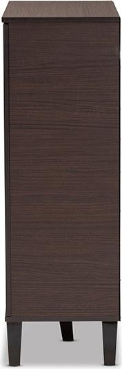 Wholesale Interiors Shoe Storage - Idina Two-Tone Dark Brown and Grey Finished Wood 1-Door Shoe Cabinet