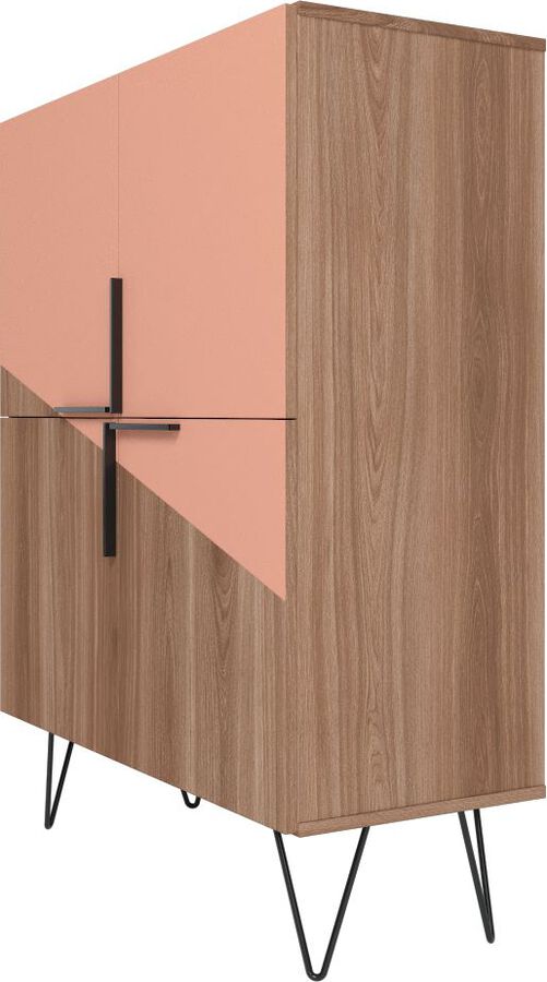 Manhattan Comfort Buffets & Cabinets - Beekman 43.7 Low Cabinet in Brown and Pink