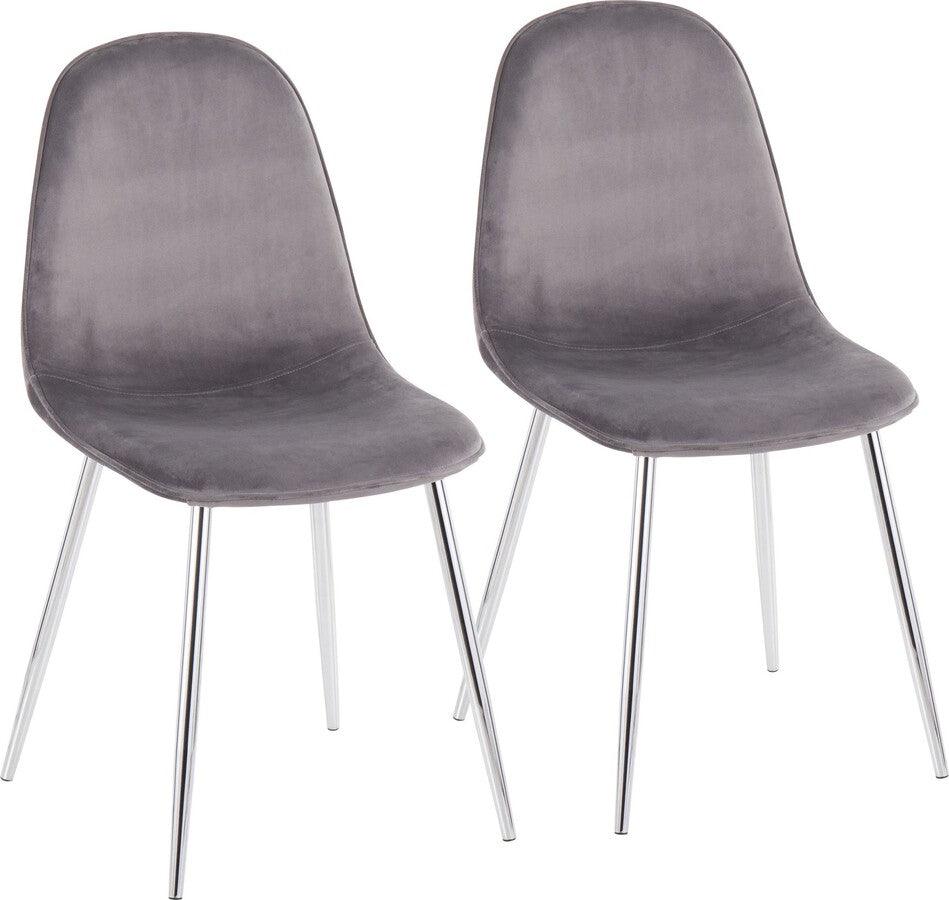 Lumisource Living Room Sets - Pebble Chair 35" Chrome & Gray Velvet (Set of 2)