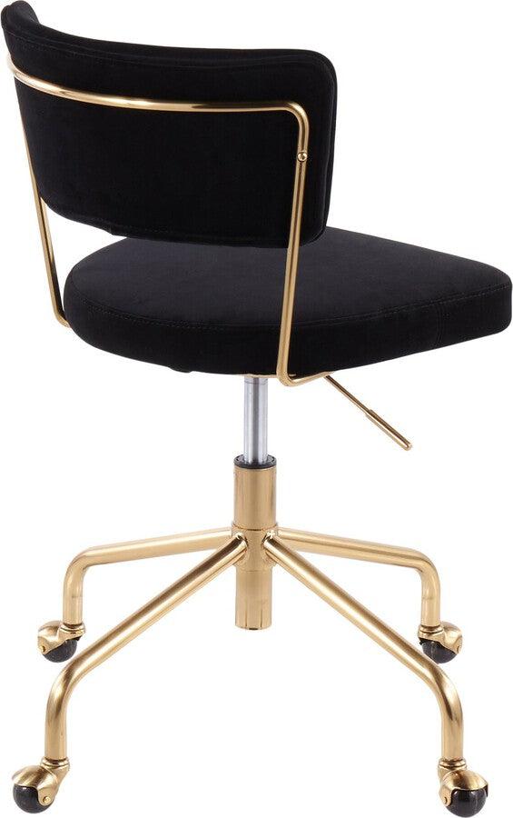 Lumisource Task Chairs - Tania Contemporary Task Chair in Gold Metal & Black Velvet