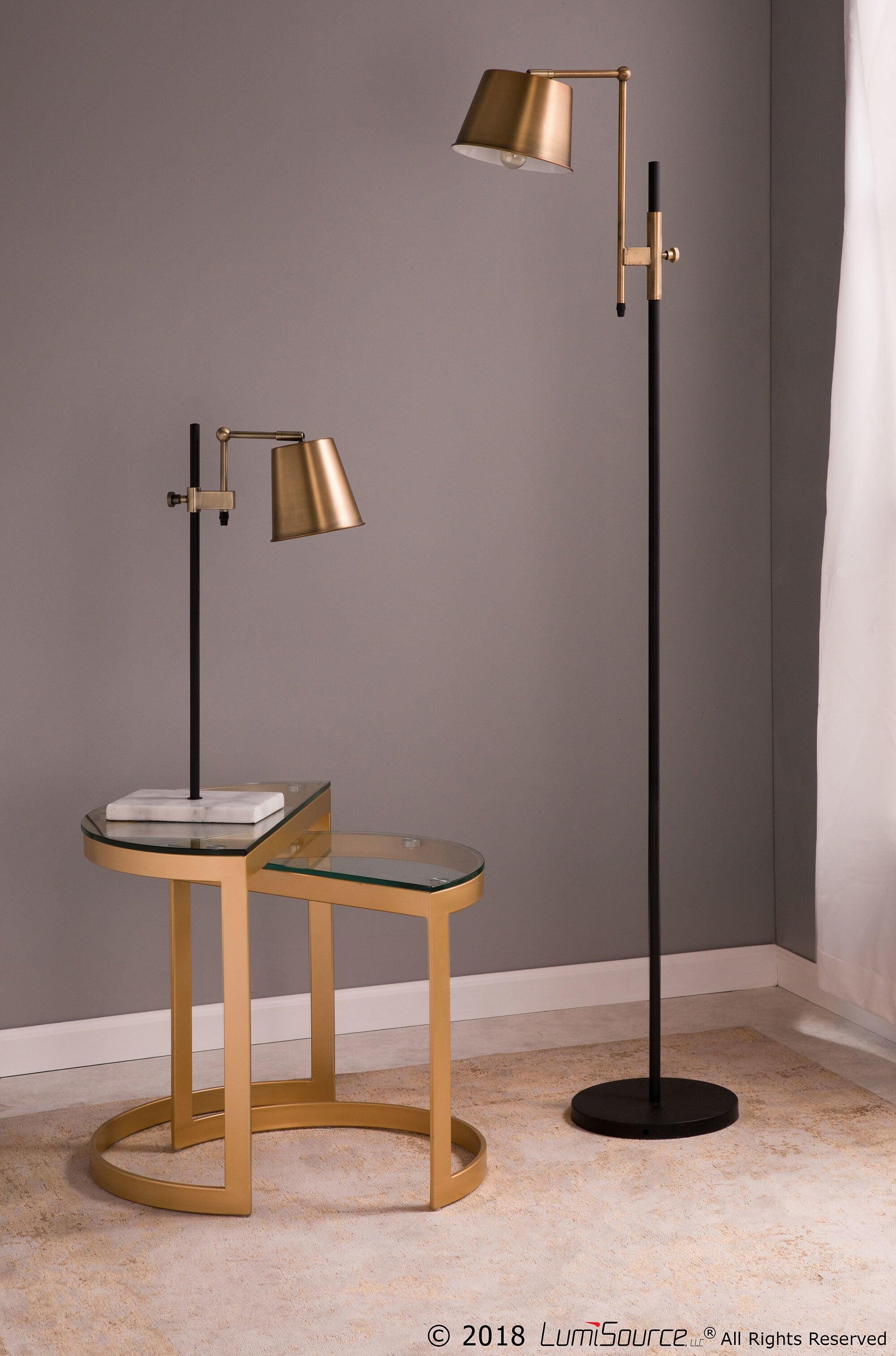 Lumisource Floor Lamps - Metric Floor Lamp Black & Antique Brass
