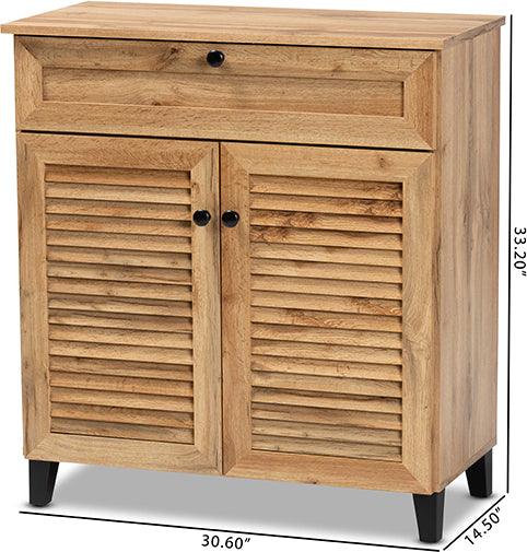 Wholesale Interiors Shoe Storage - Coolidge Oak Brown Finished Wood 1-Drawer Shoe Storage Cabinet