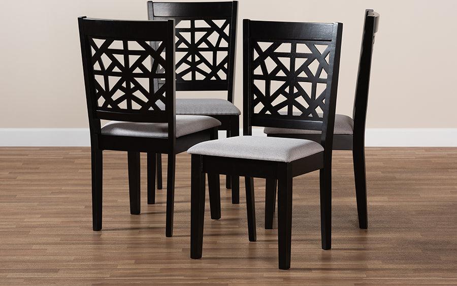 Wholesale Interiors Dining Chairs - Jackson Grey Fabric Upholstered And Espresso Brown Finished Wood 4-Piece Dining Chair Set