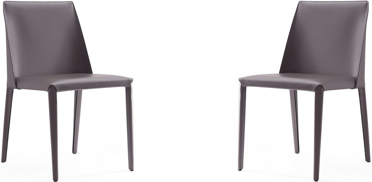Manhattan Comfort Dining Chairs - Paris Grey Saddle Leather Dining Chair (Set of 4)