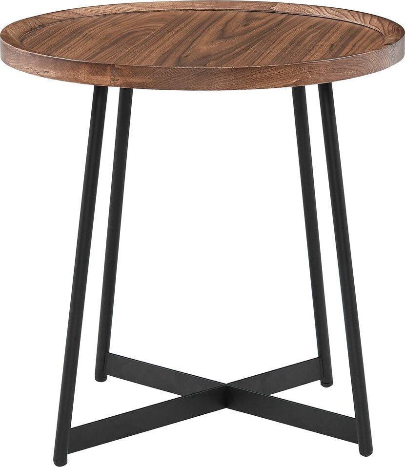 Euro Style Side & End Tables - Niklaus 22" Round Side Table Walnut & Black