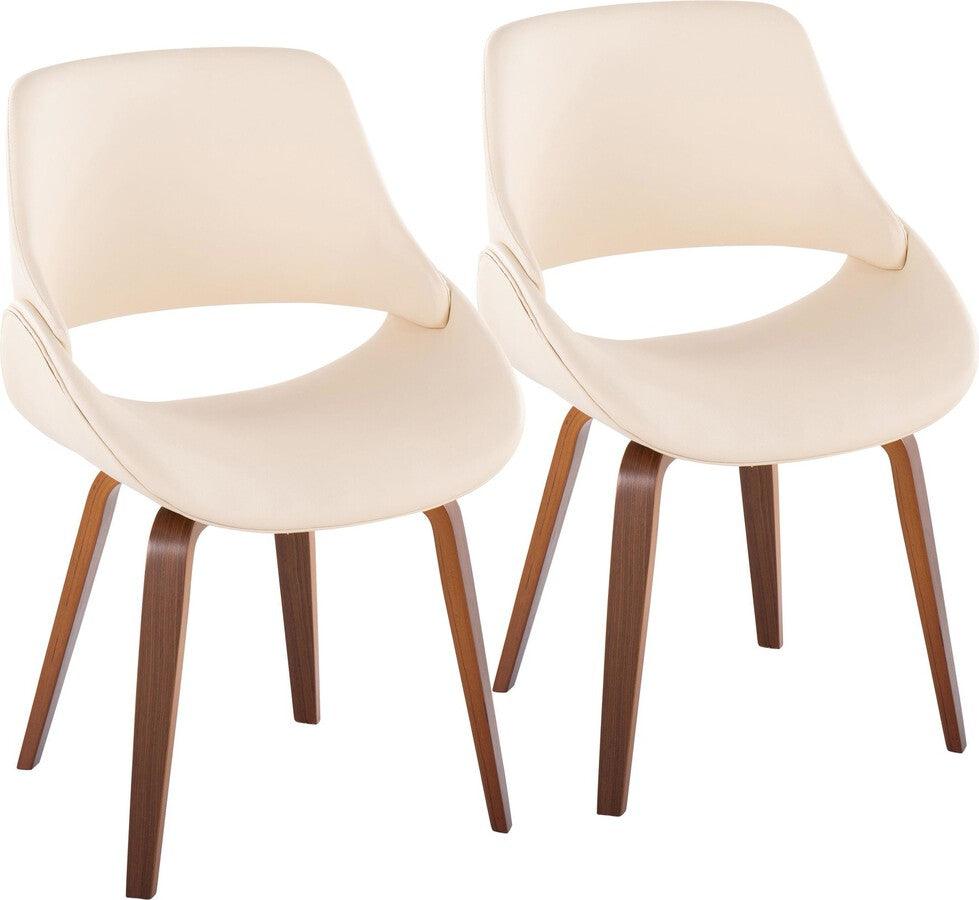 Lumisource Dining Chairs - Fabrico Dining/Accent Chair In Walnut & Cream Faux Leather (Set of 2)