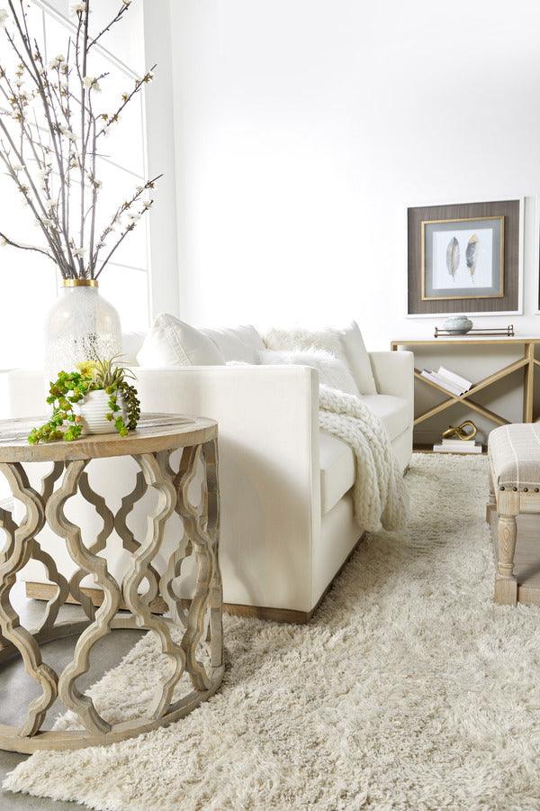 Essentials For Living Consoles - Cellar Console Table Smoke Gray Oak & White Quartz