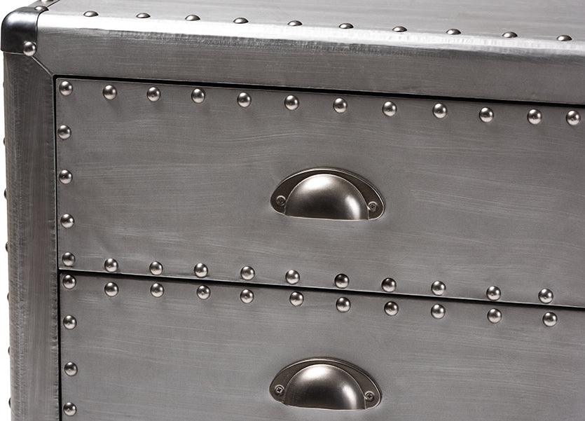 Wholesale Interiors Buffets & Cabinets - Davet French Industrial Silver Metal 5-Drawer Accent Storage Cabinet