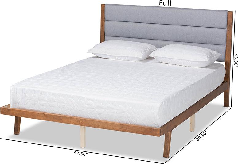 Wholesale Interiors Beds - Jarlan Modern and Contemporary Grey Fabric and Brown Wood King Size Platform Bed