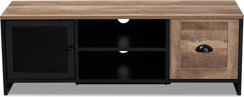 Wholesale Interiors TV & Media Units - Connell Modern and Contemporary Brown and Black Wood and Black Metal 2-Door TV Stand