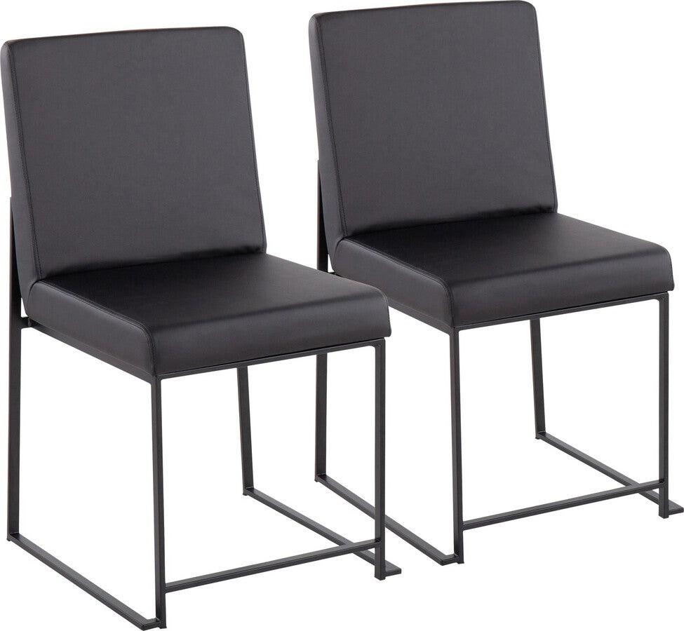 Lumisource Dining Chairs - High Back Fuji Contemporary Dining Chair In Black Steel & Black Faux Leather (Set of 2)