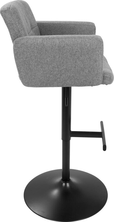 Lumisource Barstools - Stout Contemporary Adjustable Barstool with Swivel in Black with Grey Fabric