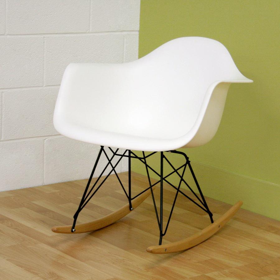 Wholesale Interiors Rocking Chairs - Dario White Plastic Mid-Century Modern Rocking Chair