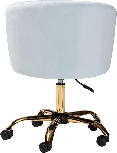 Wholesale Interiors Task Chairs - Ravenna Contemporary Glam and Luxe Aqua Velvet Fabric and Gold Metal Swivel Office Chair