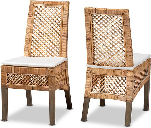 Wholesale Interiors Dining Chairs - Argos Modern Bohemian Natural Brown Rattan 2-Piece Dining Chair Set