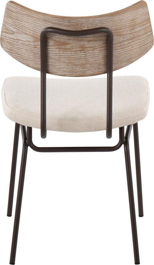 Lumisource Accent Chairs - Walker Chair In Brown Metal, Cream Noise Fabric, & White Washed Wood (Set of 2)