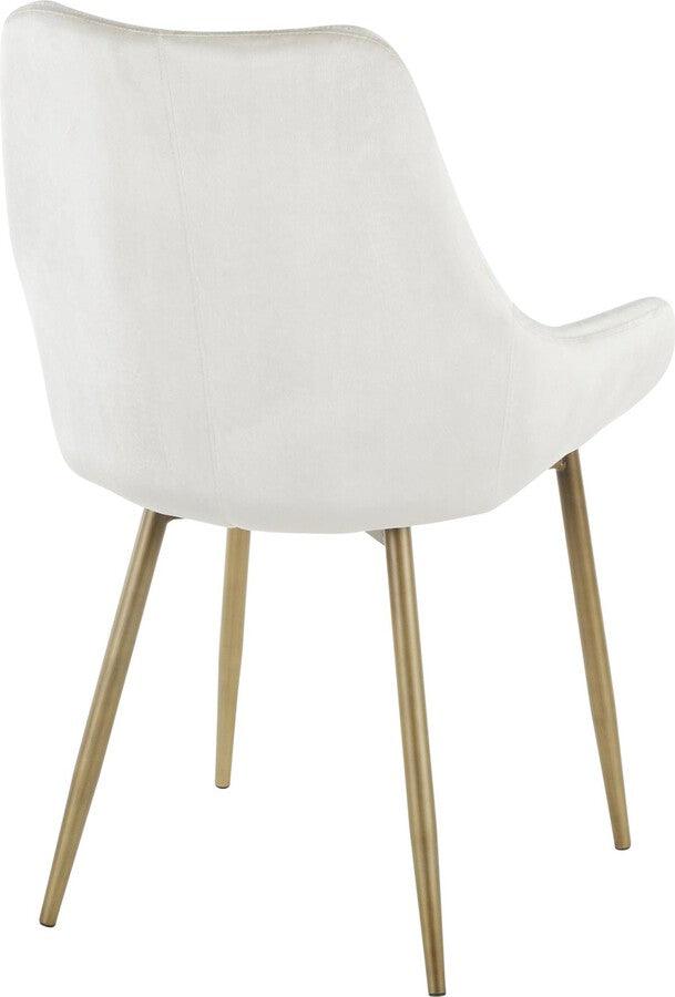 Lumisource Dining Chairs - Diana Contemporary Chair in Satin Brass Metal & Cream Velvet - Set of 2