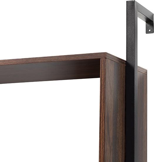 Wholesale Interiors Bookcases & Display Units - Aldis Modern Industrial Walnut Brown Wood and Black Metal 3-Tier Display Shelf