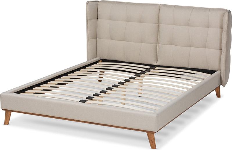 Wholesale Interiors Beds - Gretchen King Bed Light beige & Walnut brown