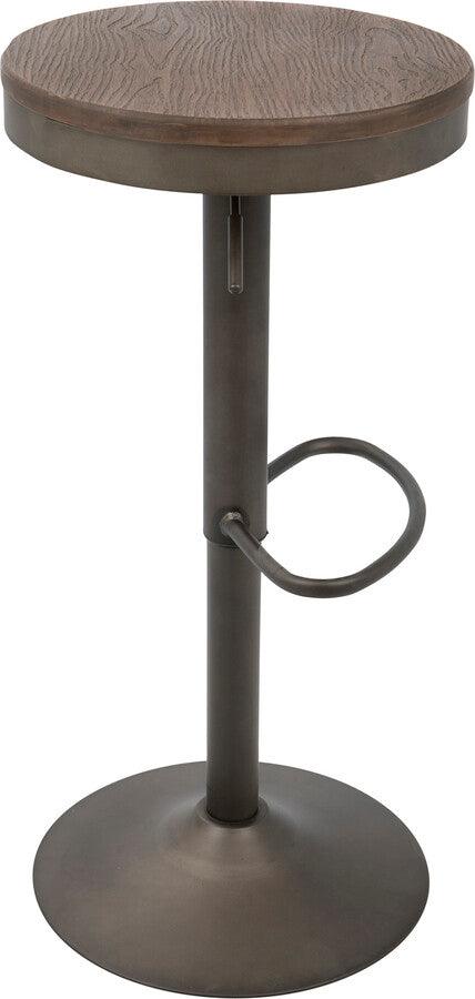 Lumisource Barstools - Dakota Industrial Adjustable Barstool in Antique and Brown - Set of 2