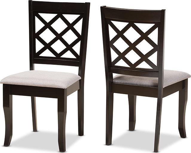 Wholesale Interiors Dining Chairs - Verner Grey Fabric Upholstered and Dark Brown Finished Wood 2-Piece Dining Chair Set