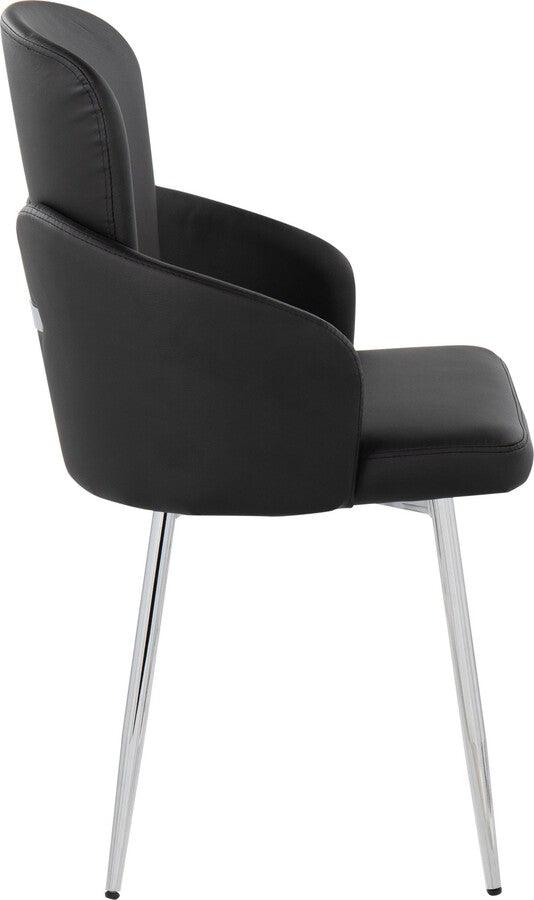 Lumisource Dining Chairs - Dahlia Contemporary Dining Chair In Chrome Metal & Black Faux Leather With Chrome Accent (Set of 2)