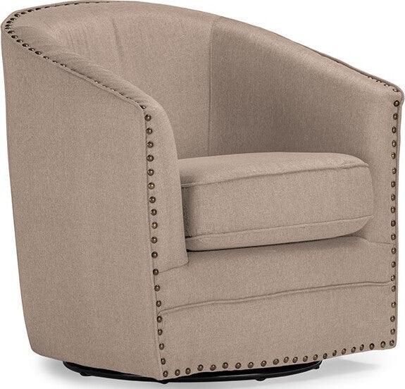 Wholesale Interiors Accent Chairs - Vlinder Fabric Upholstered Swivel Tub Chair Beige