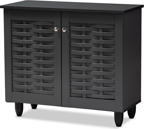 Wholesale Interiors Shoe Storage - Winda Modern and Contemporary Dark Gray 2-Door Wooden Entryway Shoe Storage Cabinet