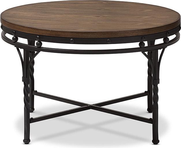 Wholesale Interiors Coffee Tables - Austin Vintage Industrial Antique Bronze Round Coffee Cocktail Occasional Table