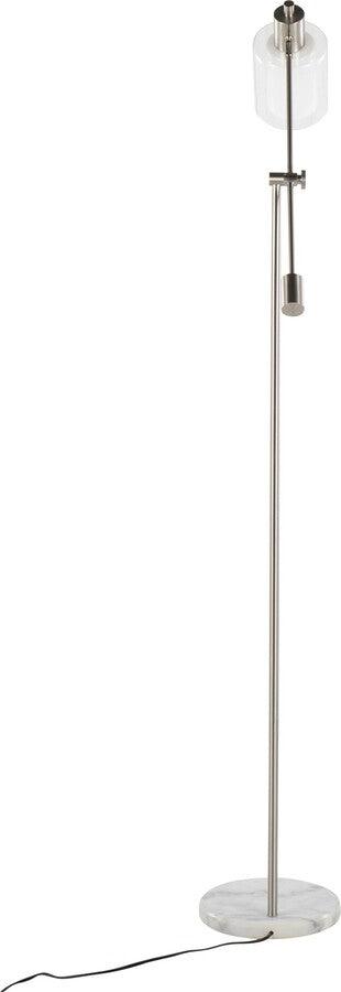 Lumisource Floor Lamps - Marcel Contemporary Floor Lamp In White Marble & Nickel Metal With Clear & Frosted Glass Shade