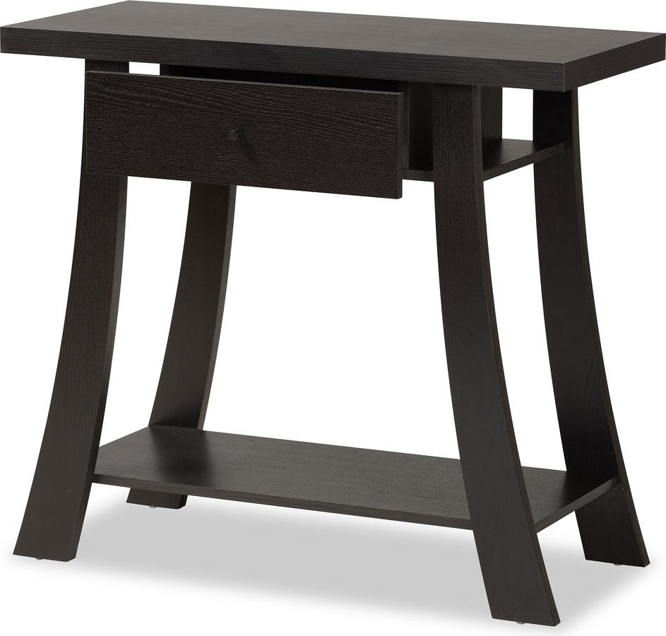 Wholesale Interiors Consoles - Herman Modern and Contemporary Dark Brown Finished Wood 1-Drawer Console Table