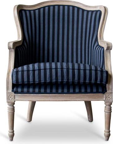 Wholesale Interiors Accent Chairs - Charlemagne Traditional French Black and Grey Striped Accent Chair