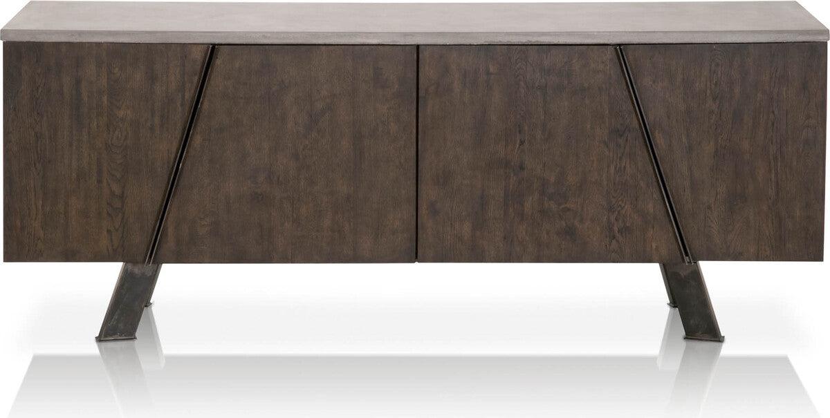 Essentials For Living TV & Media Units - Industry Media Sideboard Ash Gray, Whiskey Oak & Distressed Black