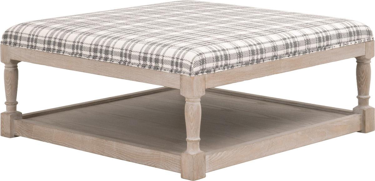 Essentials For Living Coffee Tables - Townsend Upholstered Coffee Table Natural Gray Ash & Tartan Charcoal
