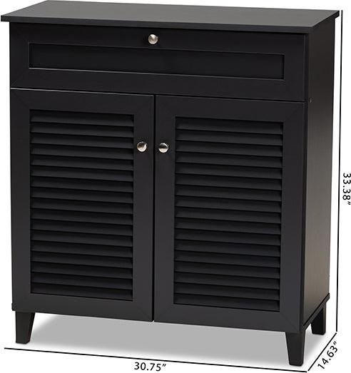 Wholesale Interiors Shoe Storage - Coolidge Contemporary Dark Grey 4-Shelf Wood Shoe Storage Cabinet with Drawer