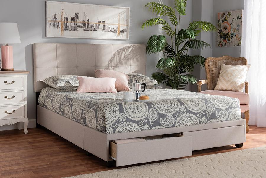 Wholesale Interiors Beds - Netti King Storage Bed Beige & Black
