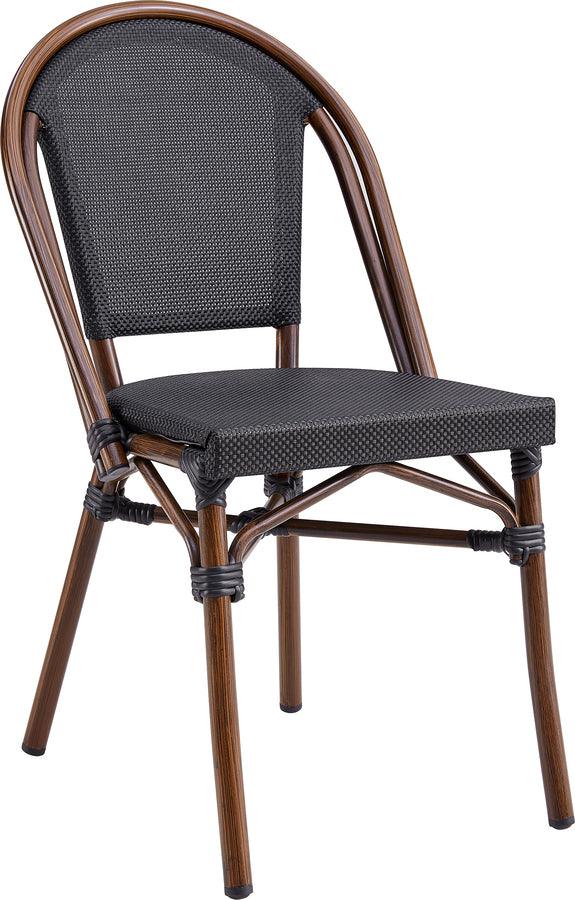 Euro Style Dining Chairs - Jannie Stacking Side Chair in Black Textylene Mesh with Brown Frame - Set of 2